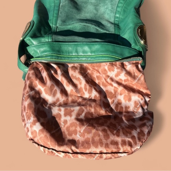 B. MAKOWSKY Gianna Green Leather Suede Hobo Shoulder Bag Silver Hardware 14x12” - Picture 4 of 16